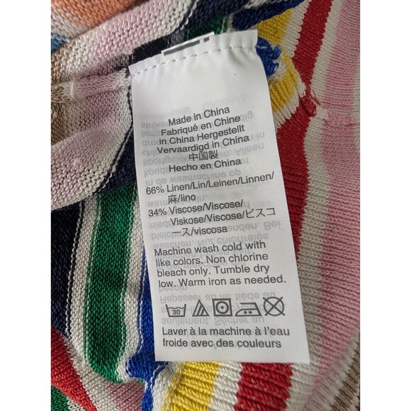 J.CREW Rainbow Stripe Scoop Neck Linen Lightweight Sweater Size Large - Picture 9 of 10